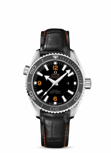 Omega Seamaster Planet Ocean 600M Co-Axial 37.5 Stainless Steel / Orange Numerals / Alligator 232.33.38.20.01.002 (23233382001002)
